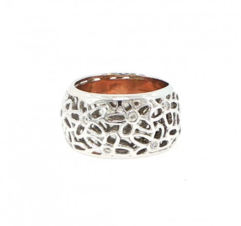 Floral Laser-Cut Band Ring 花卉圖案雷射切割戒指